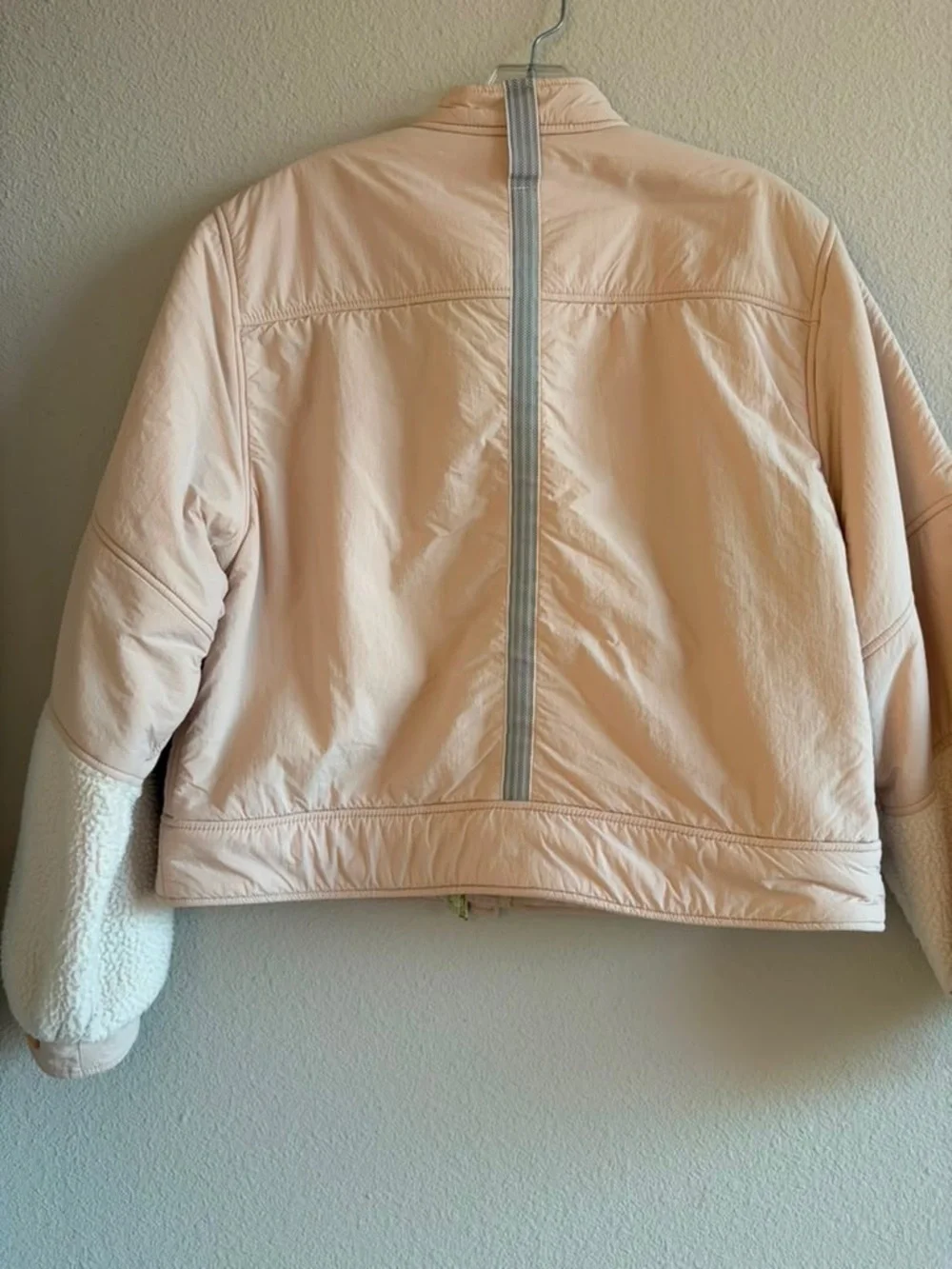 Moncler Cream Sherpa-Trim Bomber Jacket